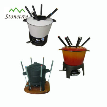 Mini Chocolate Cast Iron Enamel Fondue And Forks